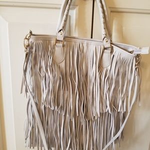 H&M Layered Fringe Off White Ecru Braided Handbag